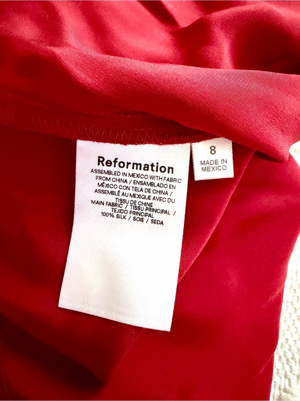 REFORMATION Red Silk Marguerite Midi Dress Size 8 NWOT - Picture 7 of 8